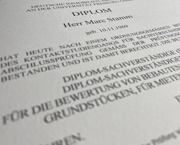 Diplom Immobilienbewertung Sachverständiger Marc Stamm